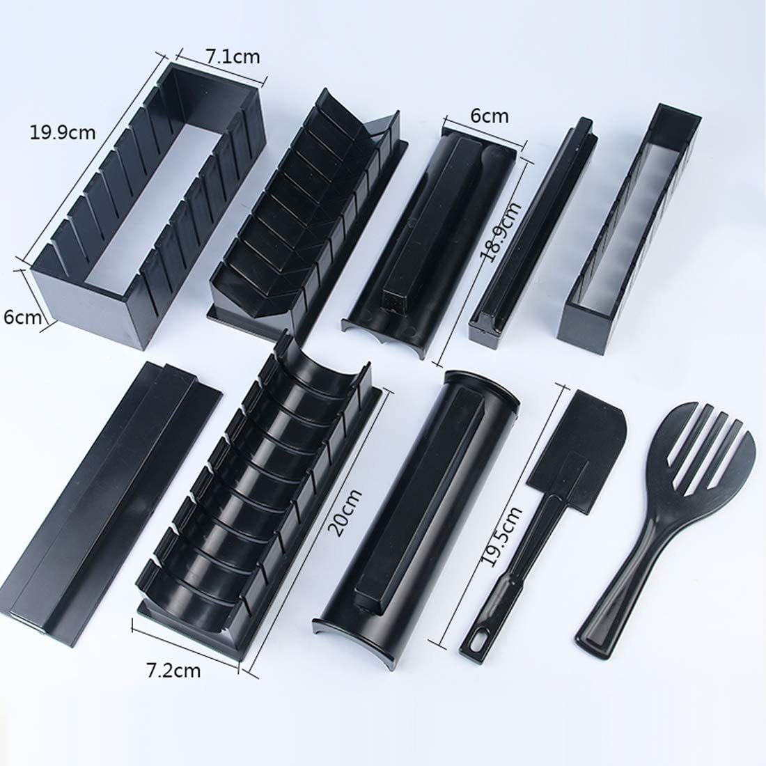 Manual Sushi Making Tool Kit with 5 Sushi Roll Molds